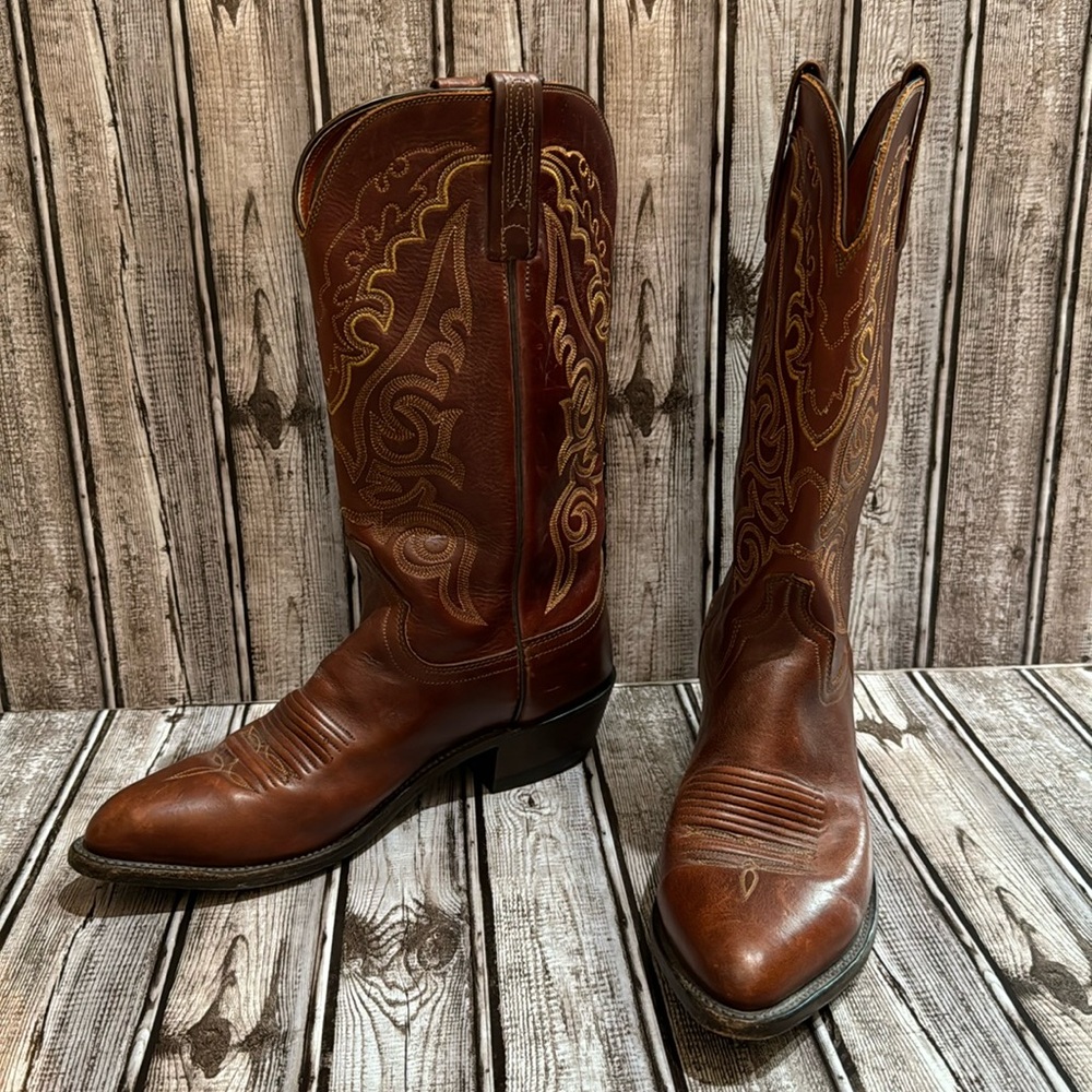 Lucchese 1988 Vintage N1531J4 Embroidered Brown Men’s Boot J Toe 7.5 D